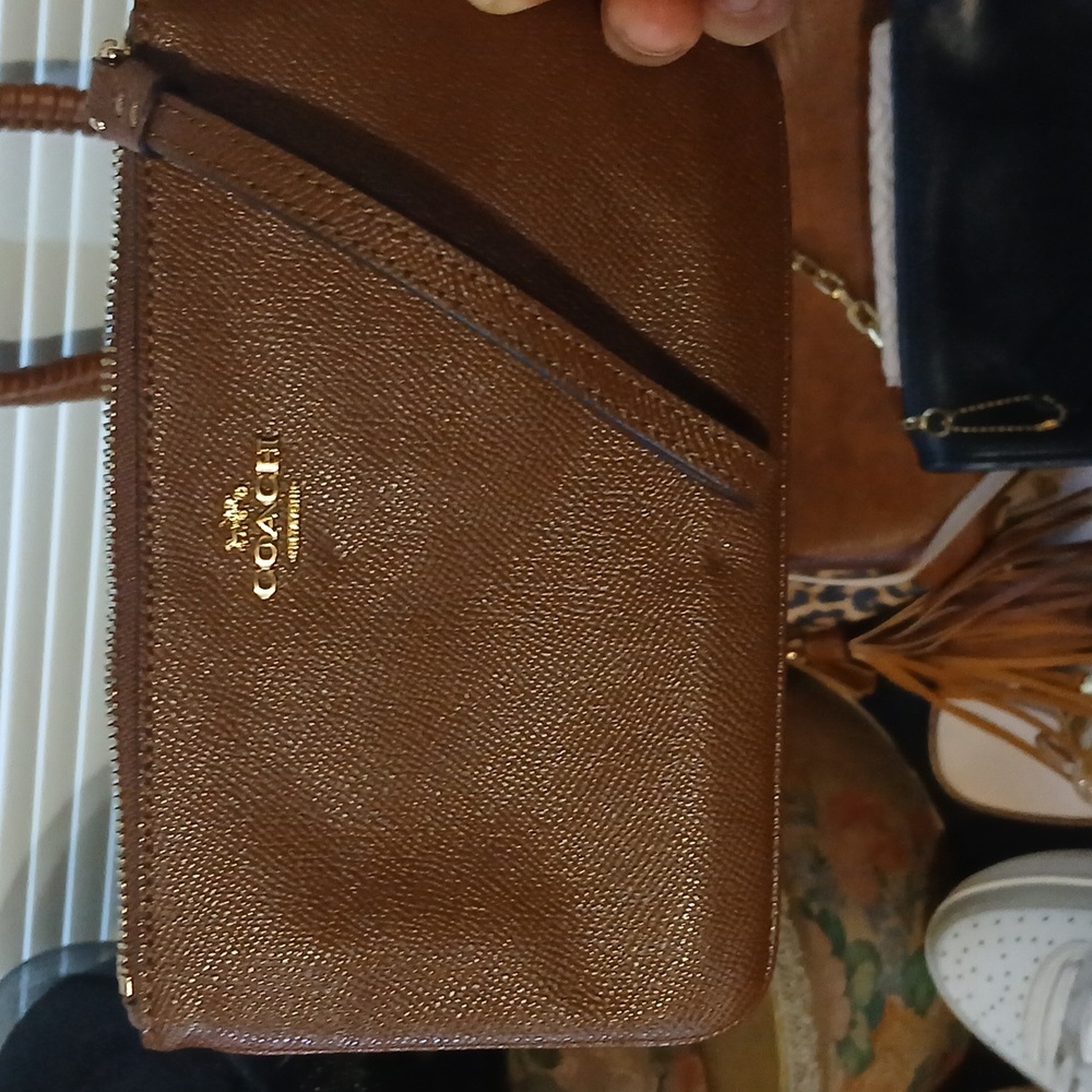 Coach Tan Leather Wristlet